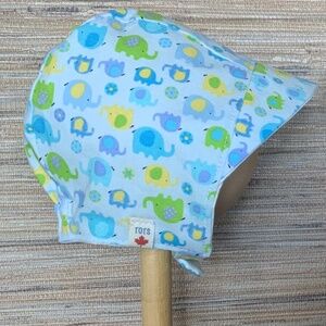 Elephant Print Cotton Bonnet with Chin Strap
